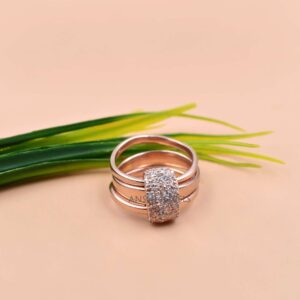 Rose Gold Plated 3 White CZ 3 Set Ring, Sterling Silver Jewelry