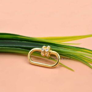 Silver White CZ Carabiner Lock Clasp, Gold Plated Charm Holder Connector