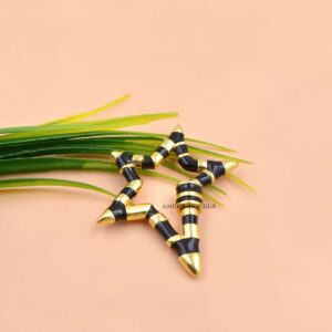 Black Enamel Star Carabiner Clasp in Gold-Plated Sterling Silver