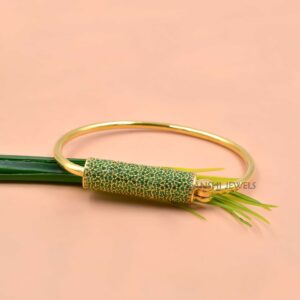 925 Sterling Silver Green Cubic Zirconia Trundle Bangle, Sparkling Tube Bracelet for Women